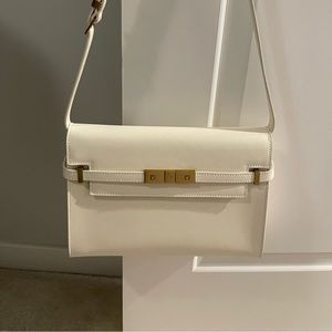YSL White Medium Manhattan Bag